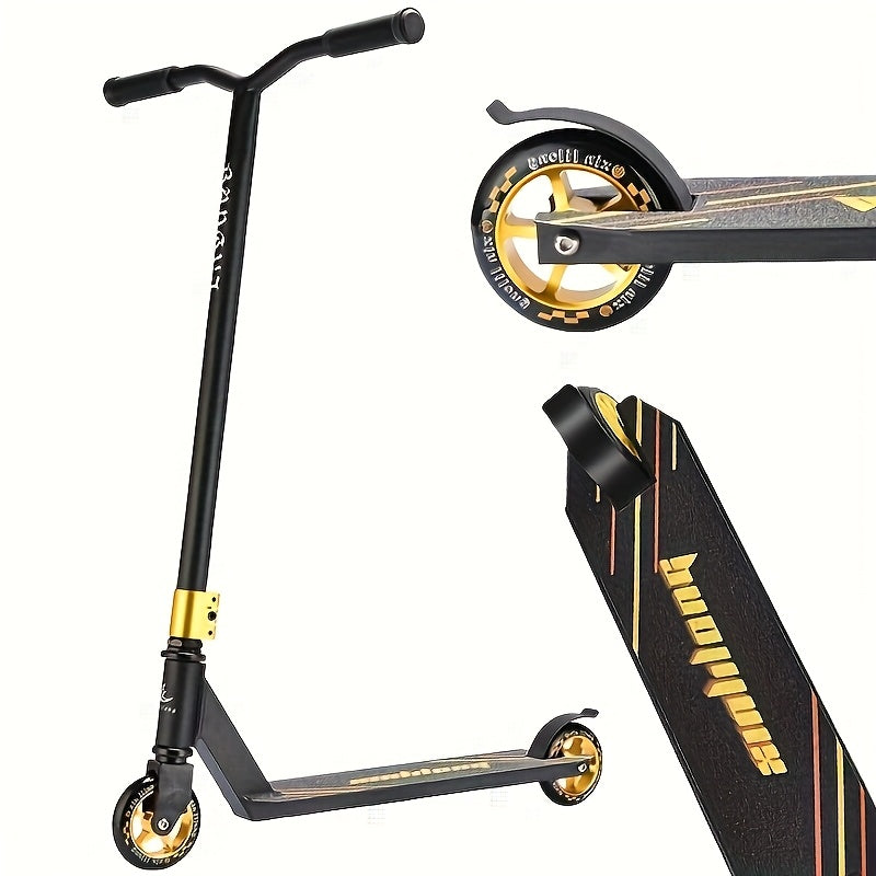 360° Stunt Kick Scooter Black Gold PU Wheels