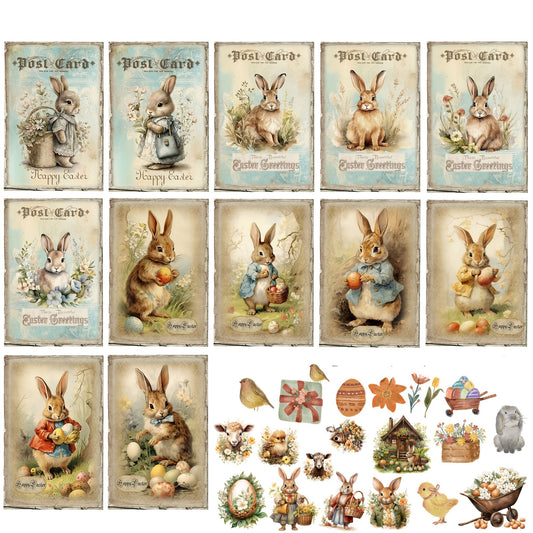 52pcs Easter Postcard Set with Stickers for Crafts