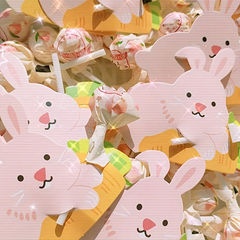 Pink Bunny Lollipop Paper Cards Easter Decorations (50pcs)