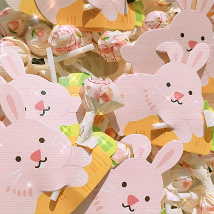 Pink Bunny Lollipop Paper Cards Easter Decorations (50pcs)