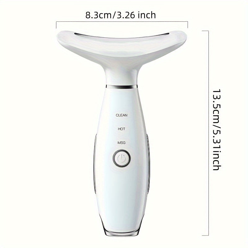 USB Rechargeable Facial & Neck Massager with 3 Massage Modes(White)