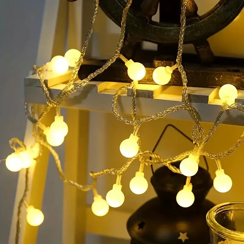6m LED Ball Garland Fairy String Lights for Festive Decorations - Battery-Powered