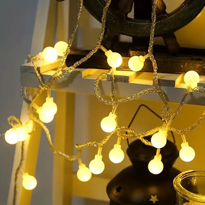 6m LED Ball Garland Fairy String Lights for Festive Decorations - Battery-Powered