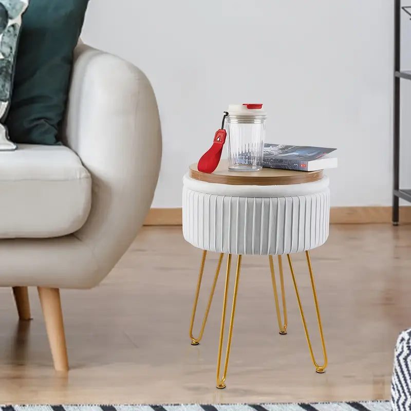 Creative Round Storage Stool- White