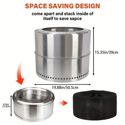 Stainless Steel Smokeless Fire Pit - Enhance Your Outdoor Ambiance