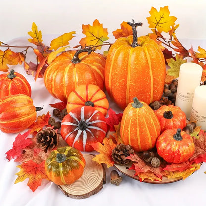 10-Piece Artificial Pumpkin Set - Assorted Sizes