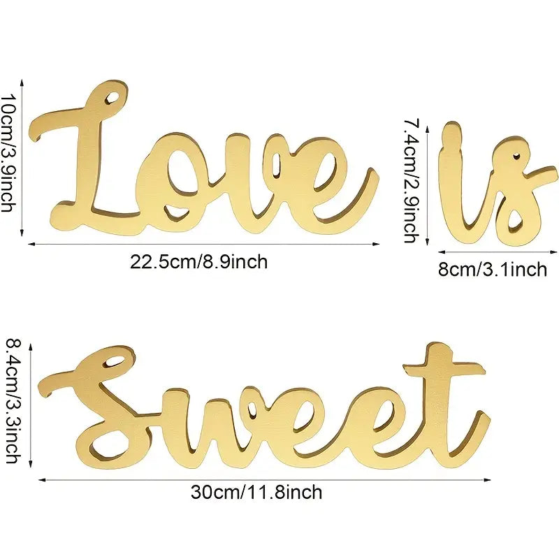 Love is Sweet Table Decor - Freestanding Wooden Love Sign