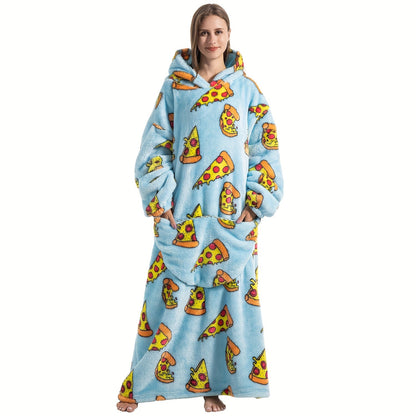Oversized Fleece Blanket Hoodie with Sleeves