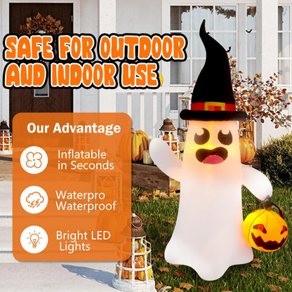 Giant Inflatable Ghost Halloween Yard Decoration (4 ft)