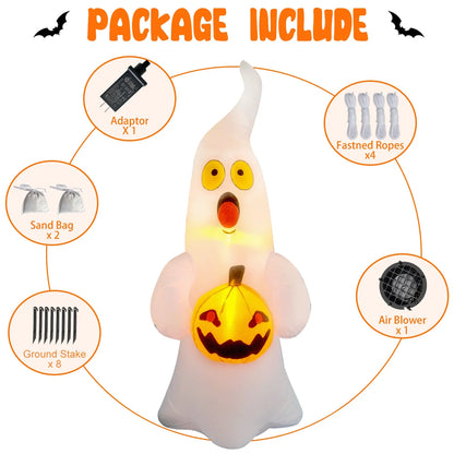 Giant Inflatable Ghost Halloween Yard Decoration (4 ft)