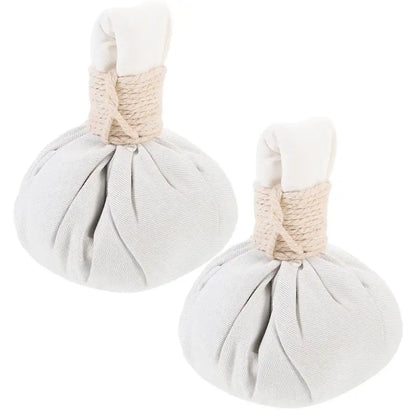 2pcs Herbal Massage Pouches Spa Compress Balls White