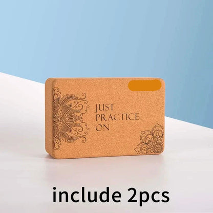 Yoga Cork Block Set with Strap (Brown)