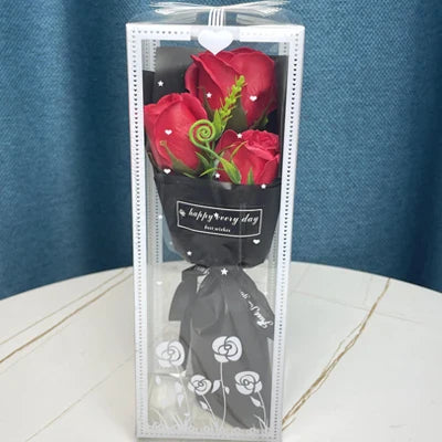 3 Heads Artificial Rose Bouquet Pink Flowers Gift