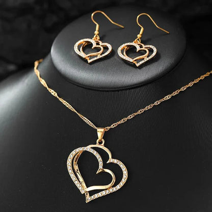 Heart Shaped Rhinestone Jewelry Set for Women