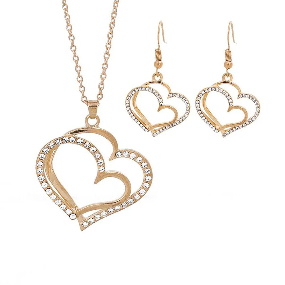 Heart Shaped Rhinestone Jewelry Set for Women