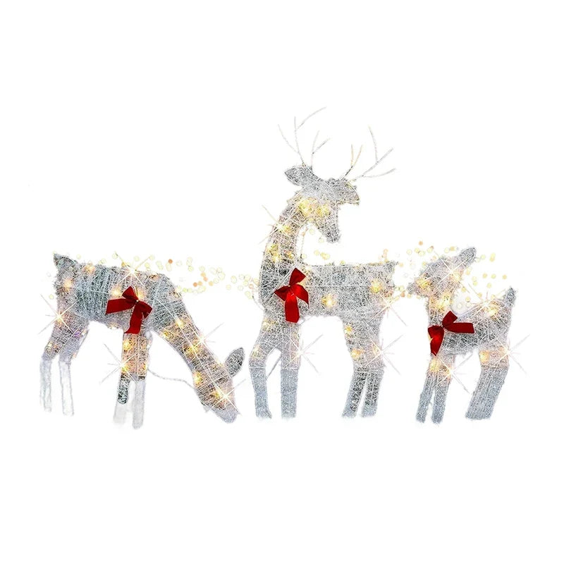 Lighted Christmas Reindeer and Sleigh Decoration