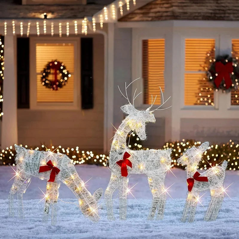 Lighted Christmas Reindeer and Sleigh Decoration
