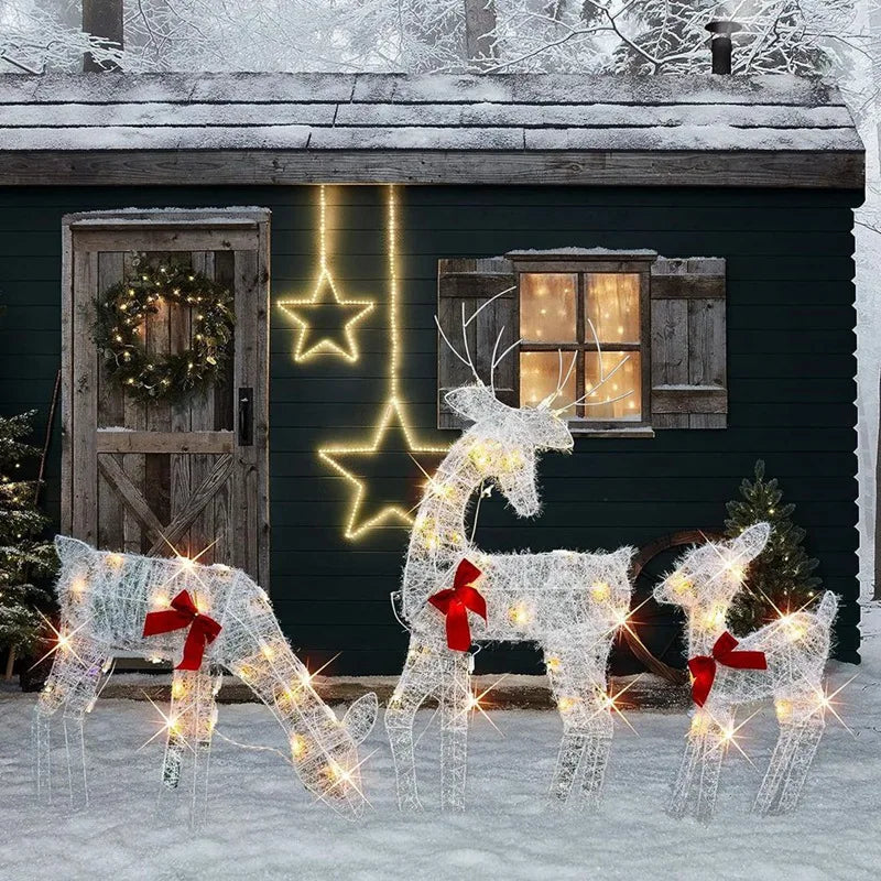 Lighted Christmas Reindeer and Sleigh Decoration