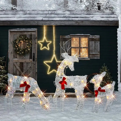 Lighted Christmas Reindeer and Sleigh Decoration