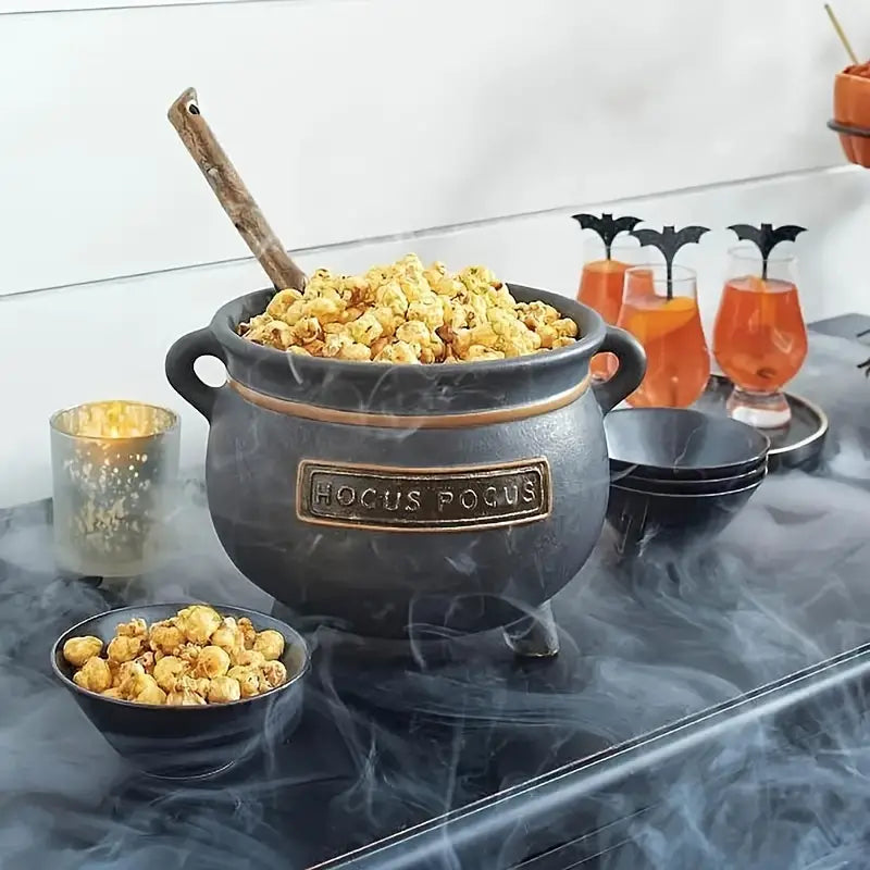 Mini Resin Pot With Black Stand - Witch Cauldron Serving Set