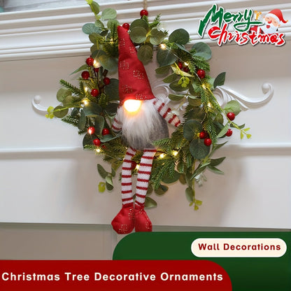 Christmas Gnome Wreath LED Wall Hanging Decor