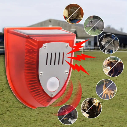 Solar-Powered Security Alarm Light with 129dB Gunshot and Dog Barking Sounds