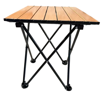 Portable Folding Outdoor Picnic Table - Aluminum Alloy, Wood Color