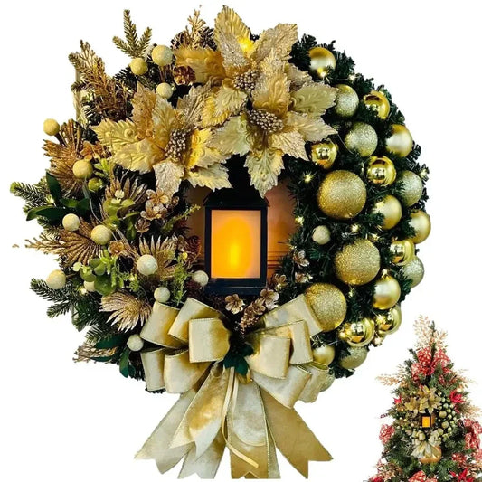 Christmas Wreath with Lantern and Large Bow