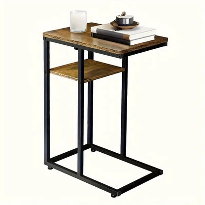 Wooden Sofa Side Table with Storage Rack - Classic Style