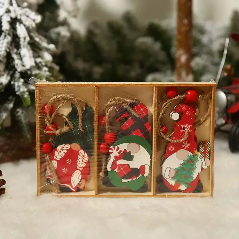 9pcs Festive Christmas Wooden Hanging Box - Decorating and Gifting