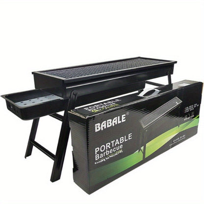 Portable Cast Iron BBQ Grill with Lid & Tools