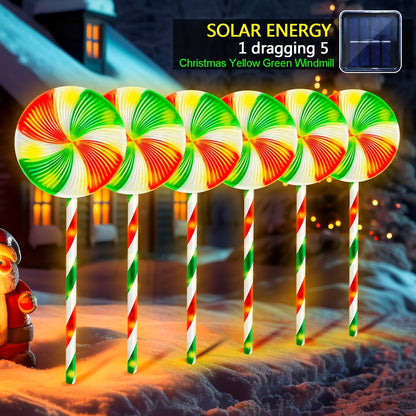 5-in-1 Solar-Powered Christmas Candy Cane Lights