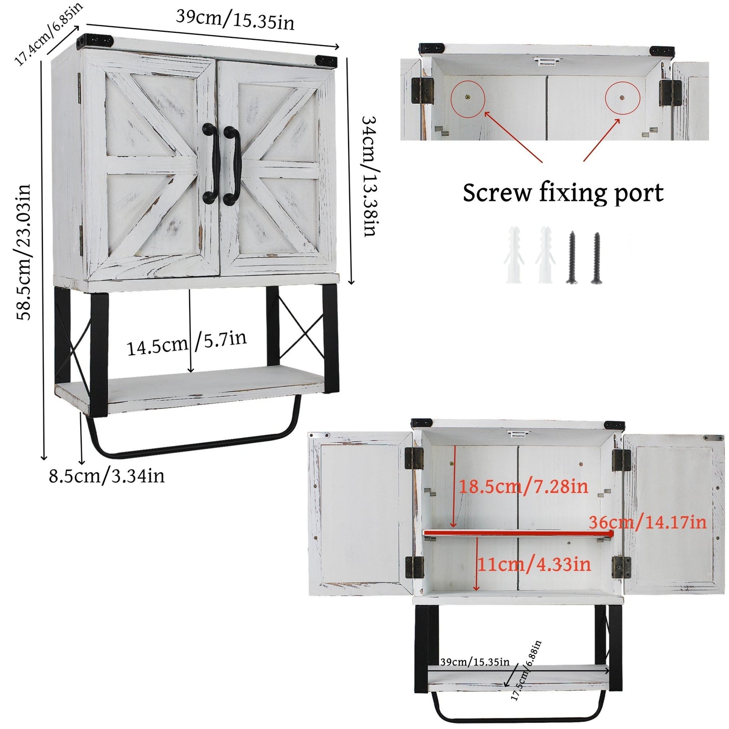 Wall Bathroom Cabinet with Towel Shelf