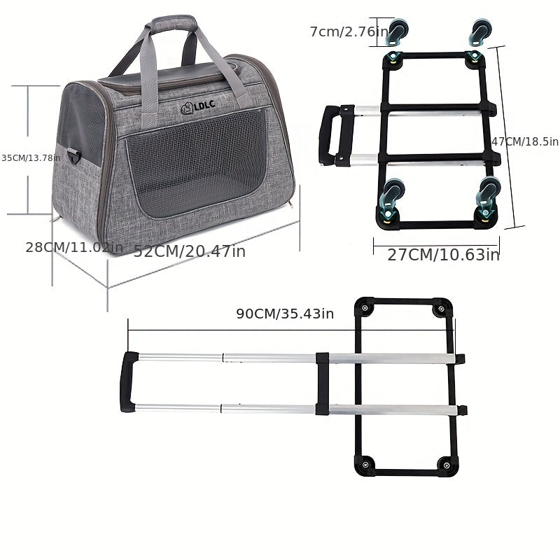 Pet Rolling Carrier with Detachable Wheels