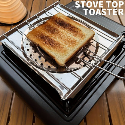 Stainless Steel Stove Top Toaster with Foldable Handle