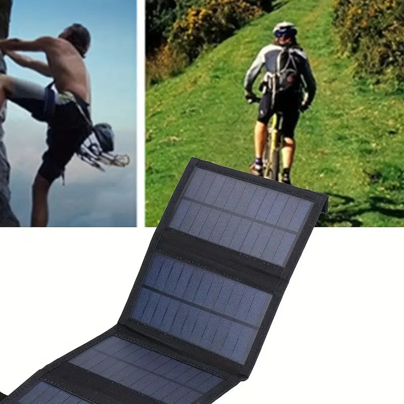 Portable Solar Foldable Charging Pack 35W USB 5V Output - Black