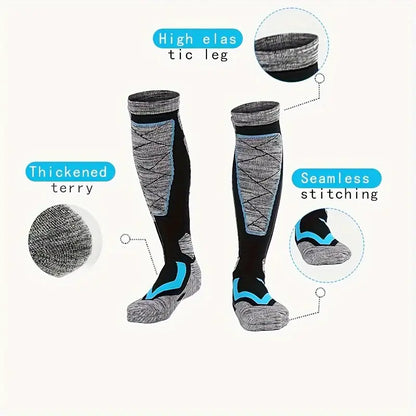 Warmth Trek: Over-the-Knee Thermal Socks - Blue, US Size 7-10