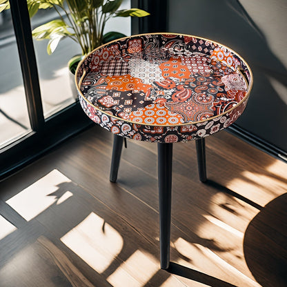Boho-Chic Blue Coffee Table with Tray