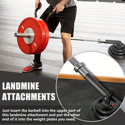 Heavy Duty T-Bar Row Barbell Attachment - High-Quality Iron(Black)