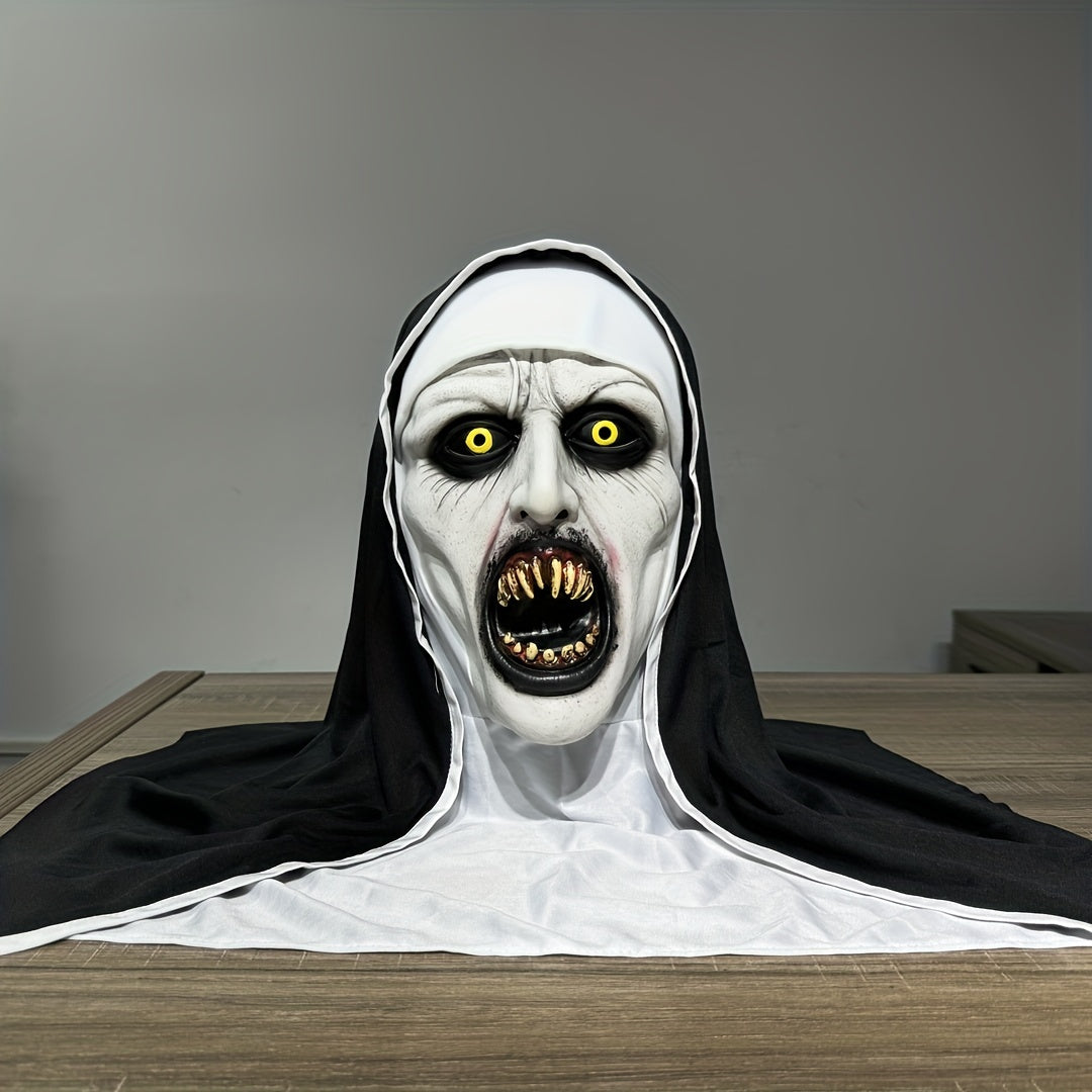 Synthetic Latex Spooky Nun Mask Halloween Costume