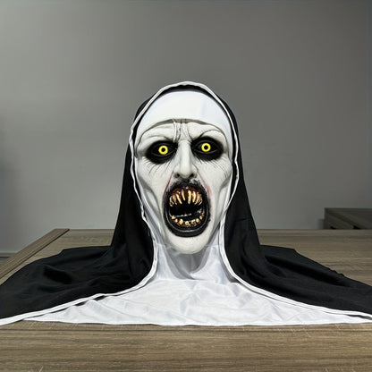 Synthetic Latex Spooky Nun Mask Halloween Costume