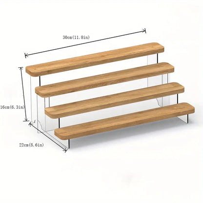 Elevate and Showcase with Our Wooden Riser Shelf