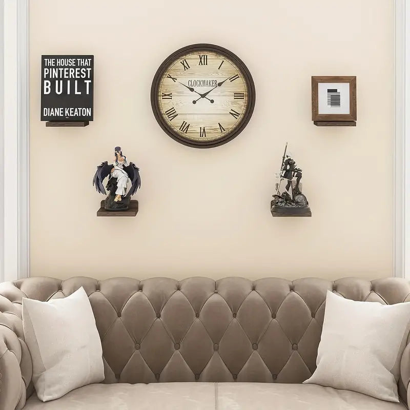 Classic Floating Wooden Storage Shelves Set (4pcs) - Black