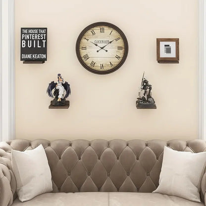 Classic Floating Wooden Storage Shelves Set (4pcs) - Black