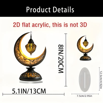 Crescent Moon Lantern Tabletop Acrylic Decor for Ramadan