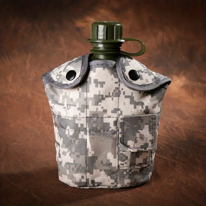 Tactical Camping Kettle: 3-in-1 Thermal Insulation, ACU Digital Camo, 1L Capacity