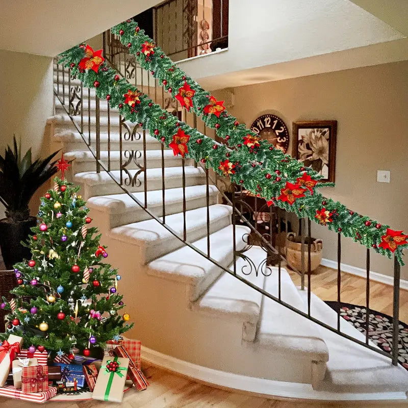 Enchanted Glow: Battery-Powered Artificial Christmas Garland Lights