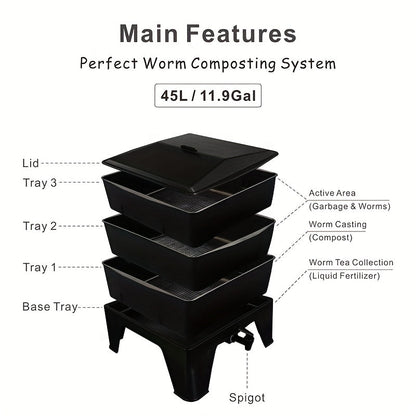 Worm Composting Bin 3-Tier Waste Converter