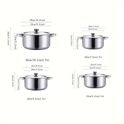 Premium 8-Piece Stainless Steel Pot Set - Heavy-Duty