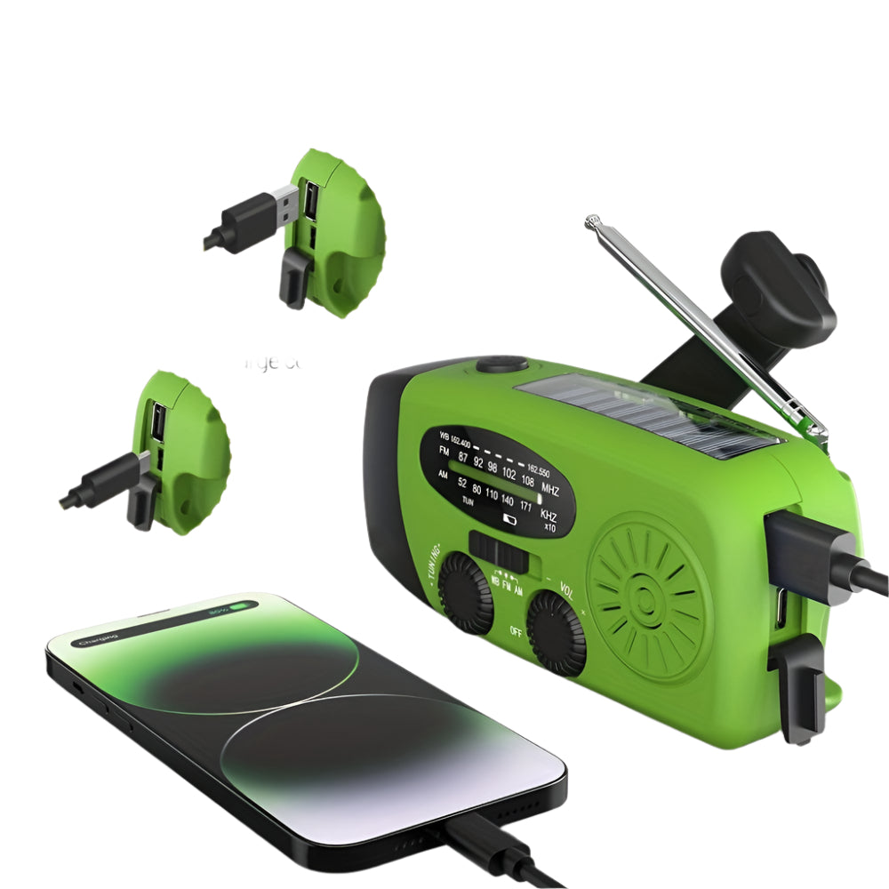 Portable Emergency Radio with Power Bank & Flashlight